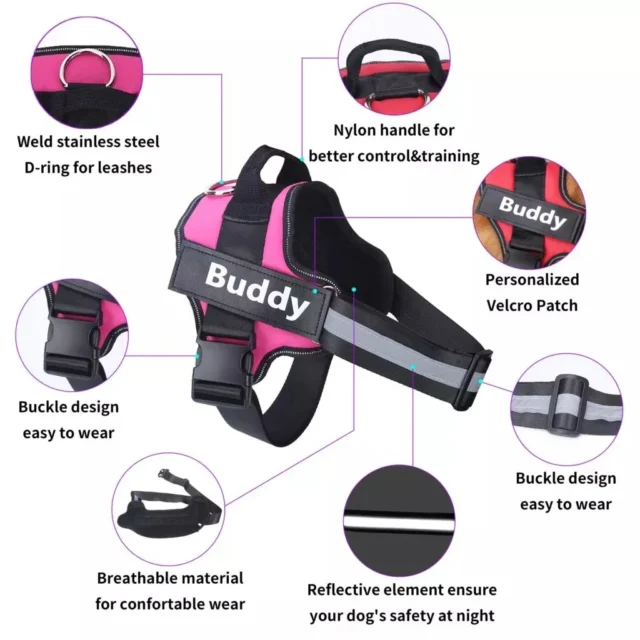 Custom No Pull Reflective Dog Harness with Handle and Adjustable Fit - Image 2