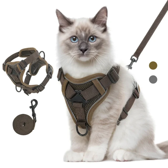 VavoPaw Adjustable Cat Harness and Leash Set with Reflective Strips