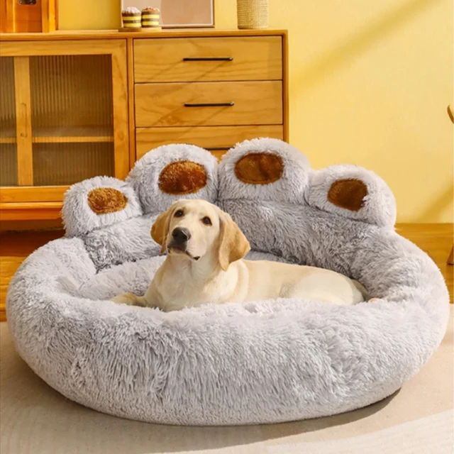 Fluffy Round Plush Bed for Dogs and Cats