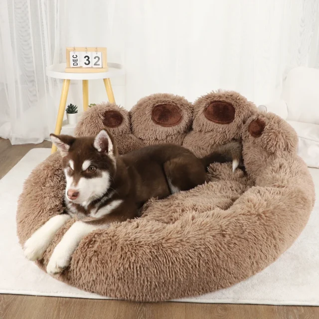 Fluffy Round Plush Bed for Dogs and Cats - Image 2
