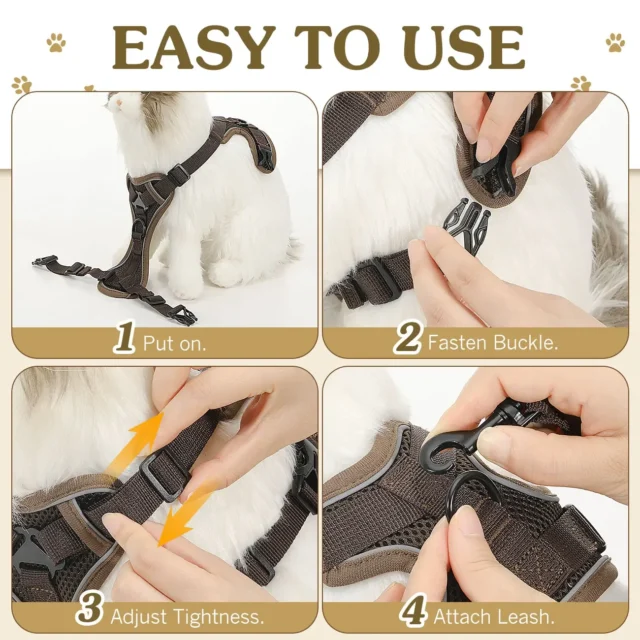 VavoPaw Adjustable Cat Harness and Leash Set with Reflective Strips - Image 5