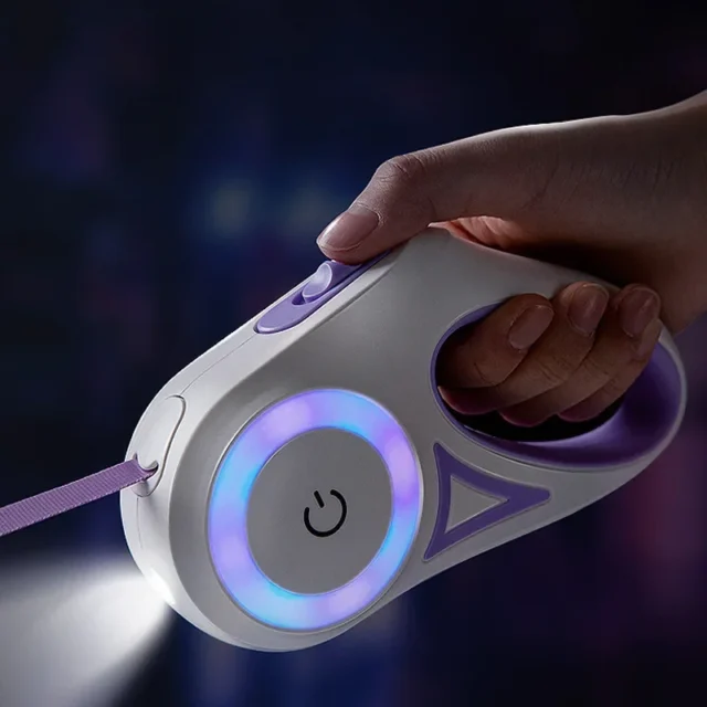 Streamer LED Retractable Dog Leash with Auto-Locking System
